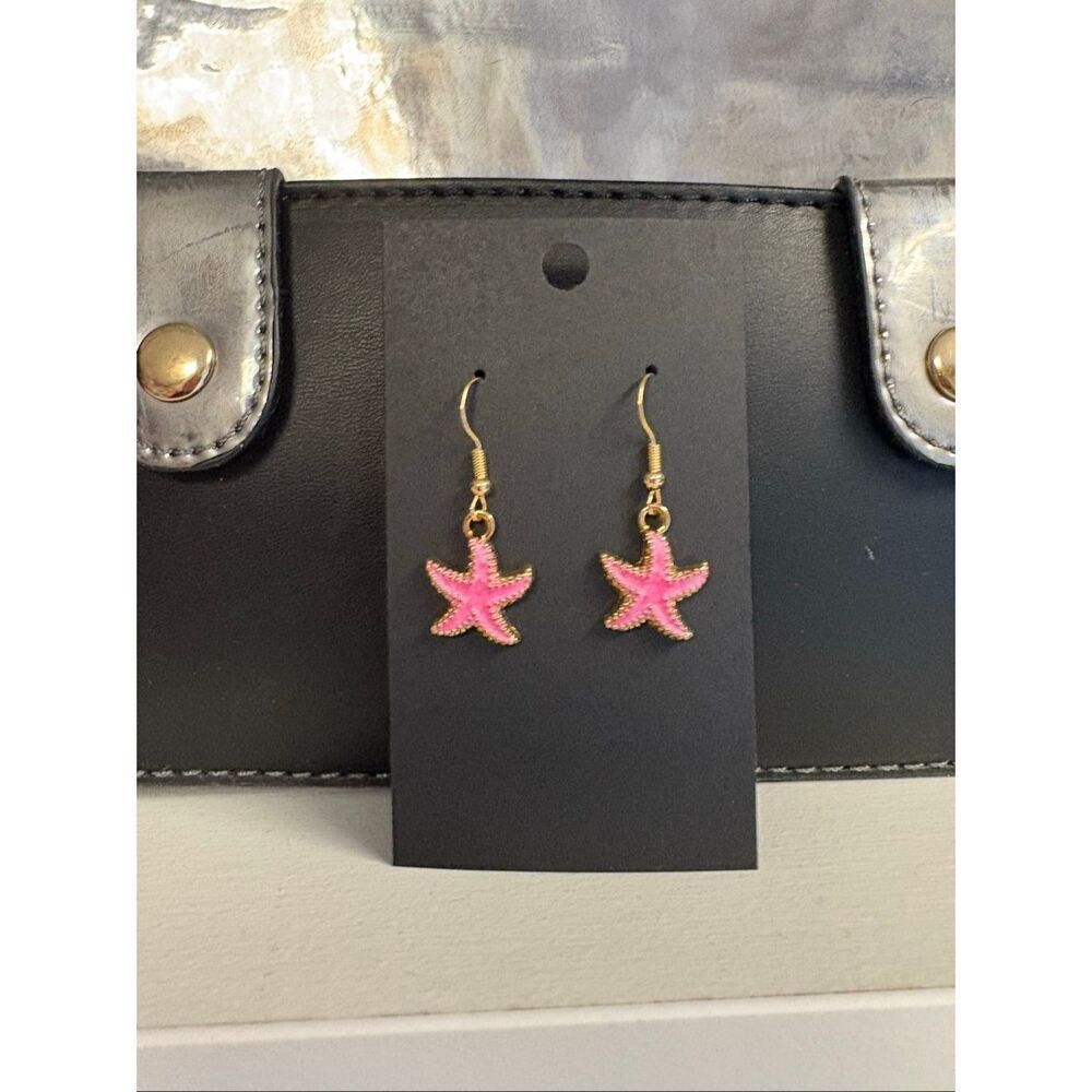 Pink Starfish Statement Earrings